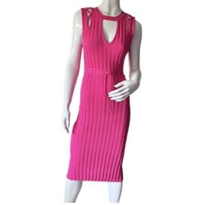 Elegant Pink Knit Sleeveless Dress Rachel Roy